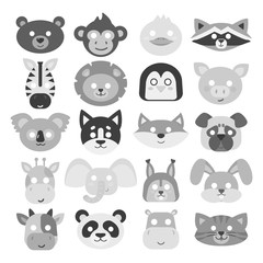 Obraz premium Animals carnival mask vector set festival decoration masquerade and party costume cute cartoon head decor isolated celebration vector illustration.
