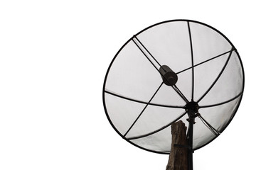 Satellite antenna against on white background