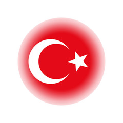 Circle Turkey flag, isolated on white background, vector illustration.