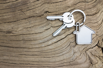 House-shaped key in the wood