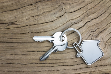 House-shaped key in the wood