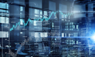 Night office interior . Mixed media . Mixed media