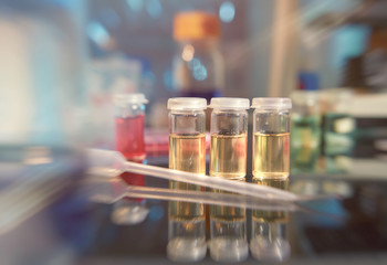 Liquid bacterial cultures on the bench,