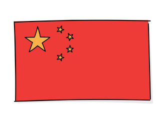 Chinese flag illustration. Vector icon doodle