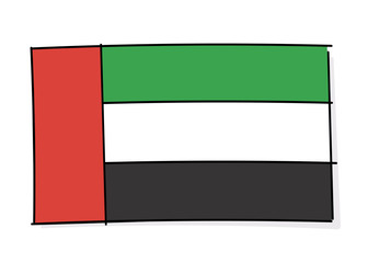 United Arab Emirates vector flag. Icon doodle illustration