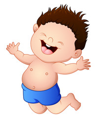 Cartoon baby boy jumping