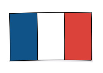 French flag icon doodle. Vector illustration