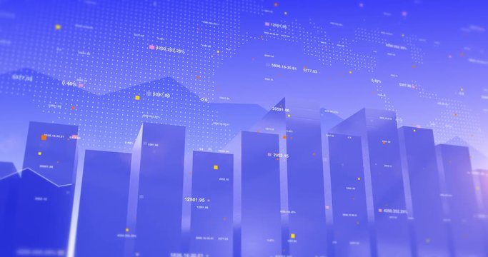 Stock Market Data 3D Background Animation. Business and Economy Related Concept.