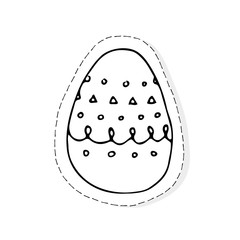 Hand drawn Easter related icon sticker - egg decorated with doodle elements. Vector illustration Cartoon spring holiday concept. Decoration colorful eggs, with cute borders, girly sketch style