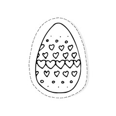 Hand drawn Easter related icon sticker - egg decorated with doodle elements. Vector illustration Cartoon spring holiday concept. Decoration colorful eggs, with cute borders, girly sketch style