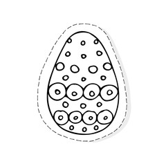 Hand drawn Easter related icon sticker - egg decorated with doodle elements. Vector illustration Cartoon spring holiday concept. Decoration colorful eggs, with cute borders, girly sketch style