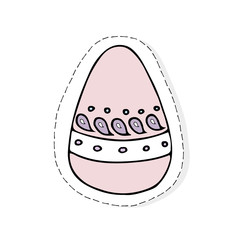 Hand drawn Easter related icon sticker - egg decorated with doodle elements. Vector illustration Cartoon spring holiday concept. Decoration colorful eggs, with cute borders, girly sketch style