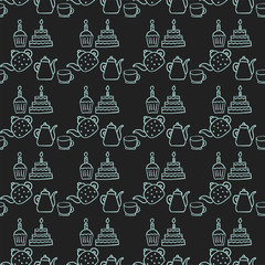 Cartoon doodles hand drawn style seamless pattern summer design wallpaper vector illustration.