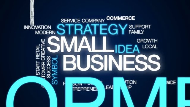Small business animated word cloud, text design animation.