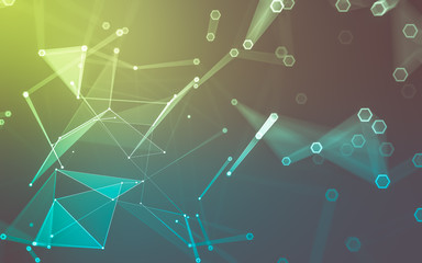 Abstract polygonal space low poly dark background, 3d rendering