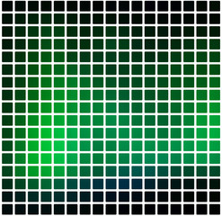 Glowing neon green rounded mosaic background over white square