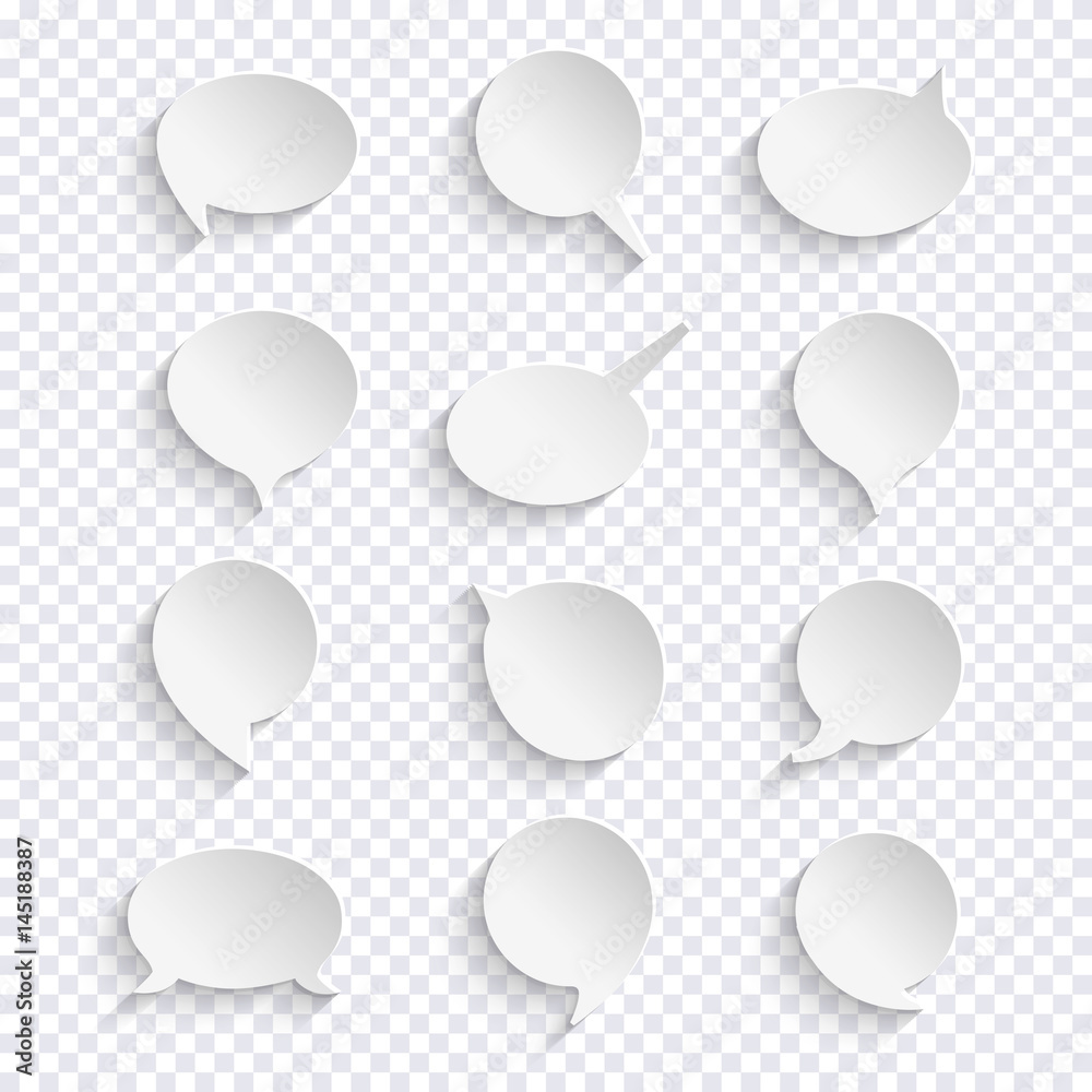 Canvas Prints vector set of paper white round speech bubbles icons