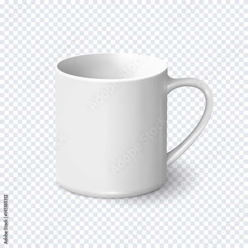 "Realistic white coffee mug isolated on transparent background" Stock