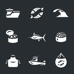 Vector Set of Port Fishing Icons.