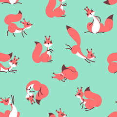Little cute squirrels. Seamless pattern for gift wrapping, wallpaper, childrens room or clothing.