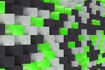 Pattern with black, white and green rectangular shapes