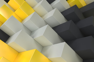 Pattern with black, white and yellow rectangular shapes