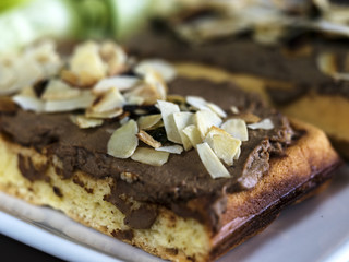 Liver pate on waffle