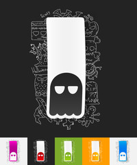 ghost paper sticker with hand drawn elements