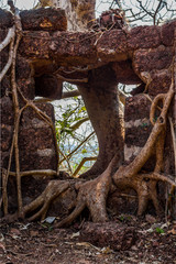 Part of an ancient fortress wall. Redi fort (Yashwantgad Fort). India, Maharashtra