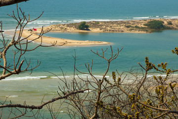 Shiroda beach in the state of Maharashtra, India. View from Redi fort