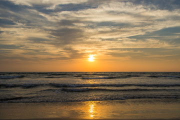 Fototapeta na wymiar Amazing sunset at Arambol beach, North Goa, India