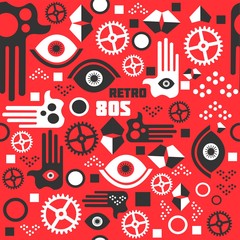 Seamless vector pattern with graphic elements. Retro style.