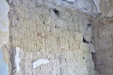 Plastered brick cement precipitation,earthquake damage earthquake