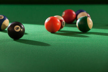 Snooker ball on billiard table