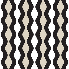 Vector Seamless Geometric Pattern. Monochrome Wavy Lines. Elegant Ripple Stripes