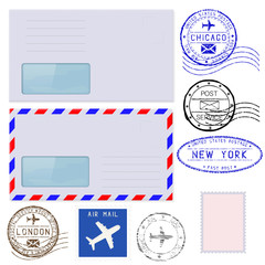 Collection of postal elements and envelopes