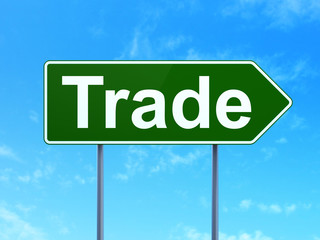 Finance concept: Trade on road sign background