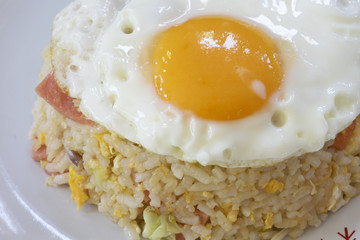 Fried rice and fried egg.
