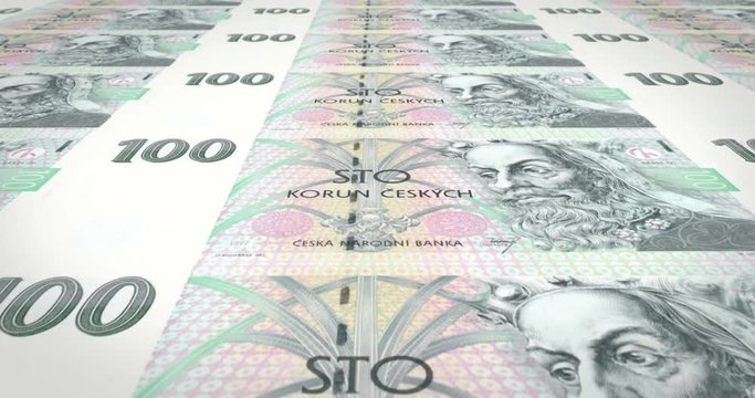 Banknotes of one hundred czech korunas of Czech Republic, cash money, loop
