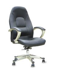 The office chair from black leather. Isolated
