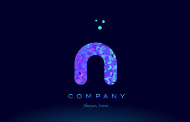 n bubble circle dots pink blue alphabet letter logo icon vector