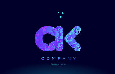 ck c k bubble circle dots pink blue alphabet letter logo icon vector