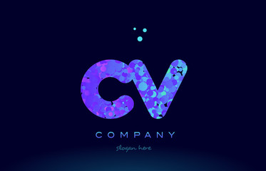 cv c v bubble circle dots pink blue alphabet letter logo icon vector