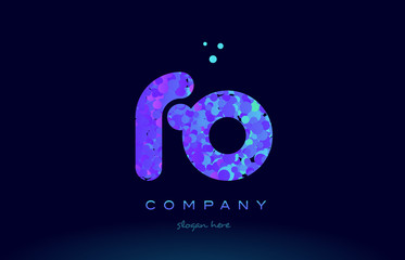 fo f o bubble circle dots pink blue alphabet letter logo icon vector