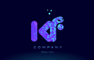 kf k f bubble circle dots pink blue alphabet letter logo icon vector