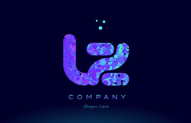 lz l z bubble circle dots pink blue alphabet letter logo icon vector