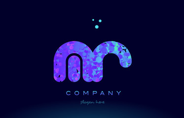 mr m r bubble circle dots pink blue alphabet letter logo icon vector