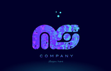 ms m s bubble circle dots pink blue alphabet letter logo icon vector