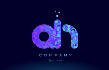 qh g h bubble circle dots pink blue alphabet letter logo icon vector