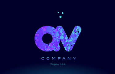 qv q v bubble circle dots pink blue alphabet letter logo icon vector
